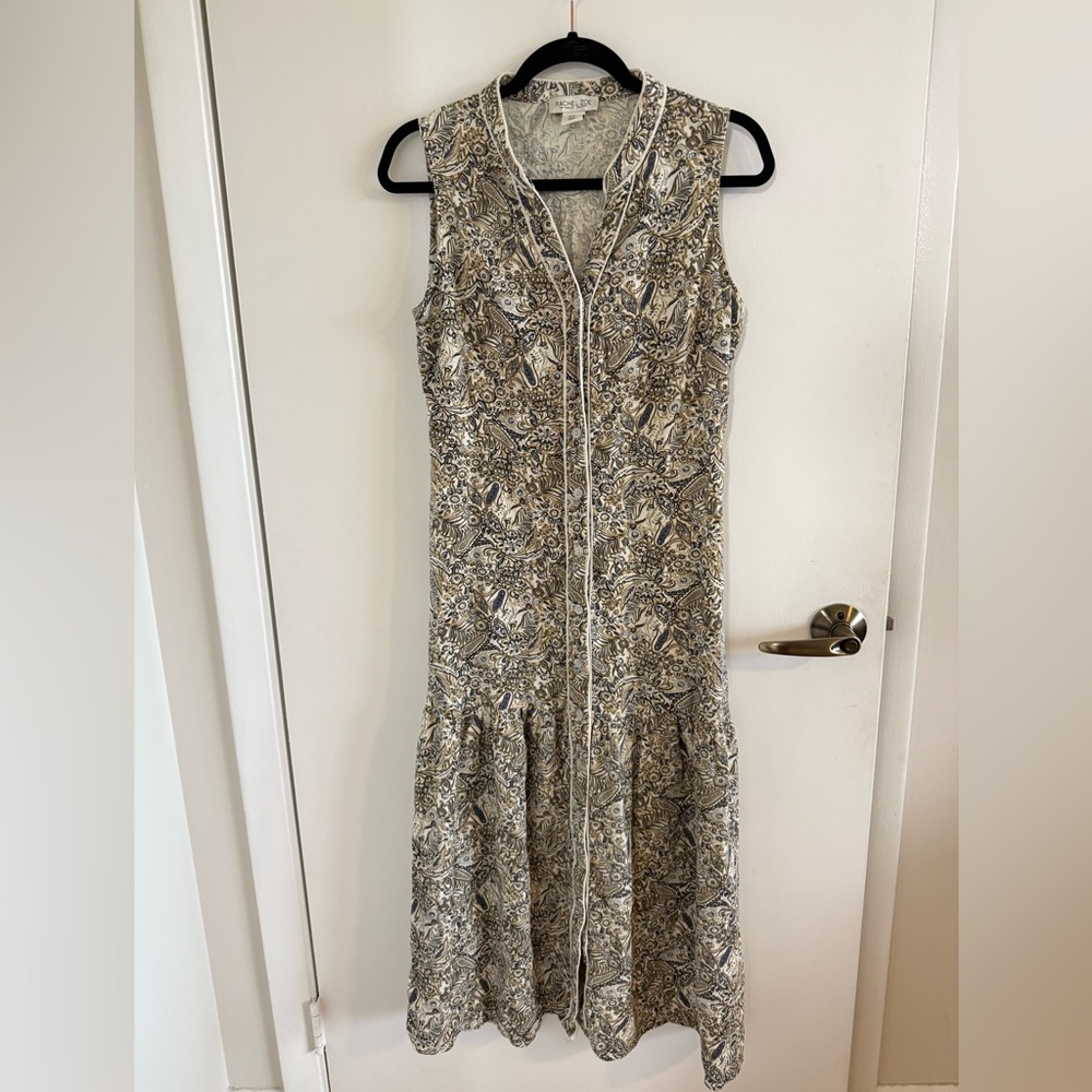 Rachel Zoe Sleeveless Paisley Maxi Dress in Beige and Navy